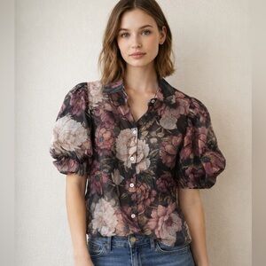 ✨ Bailey/44 Floral Sheer Button-Up Blouse | Size S
